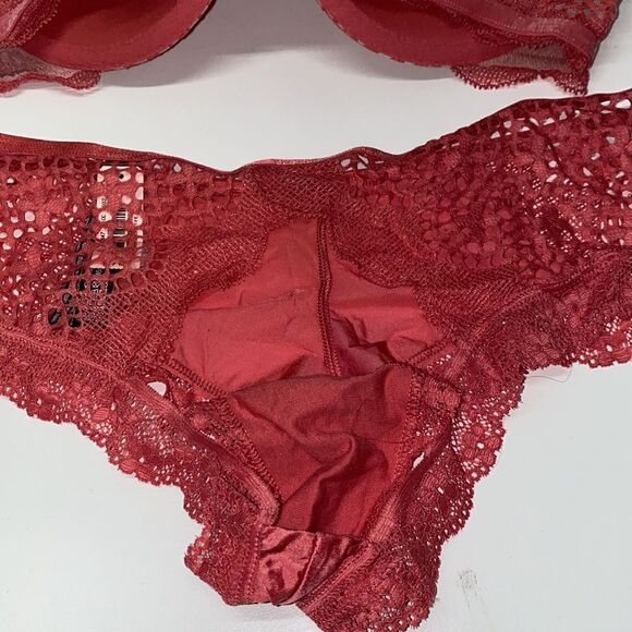 🔥VICTORIA SECRET BRA Very Sexy Set 2pc PUSH-UP SZ32D /M open back cheeky pink - Picture 8 of 10